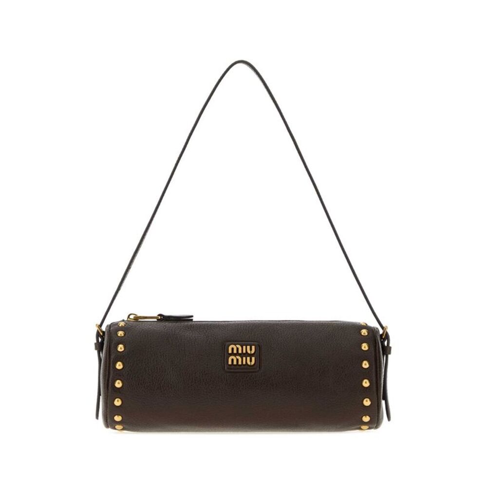 Miu Miu Women Dark Brown Leather Handbag